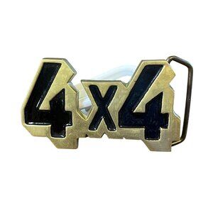 Vintage 4x4 Off Road Belt Buckle 70s Brass Truck Cowboy Western Country Farm 80s